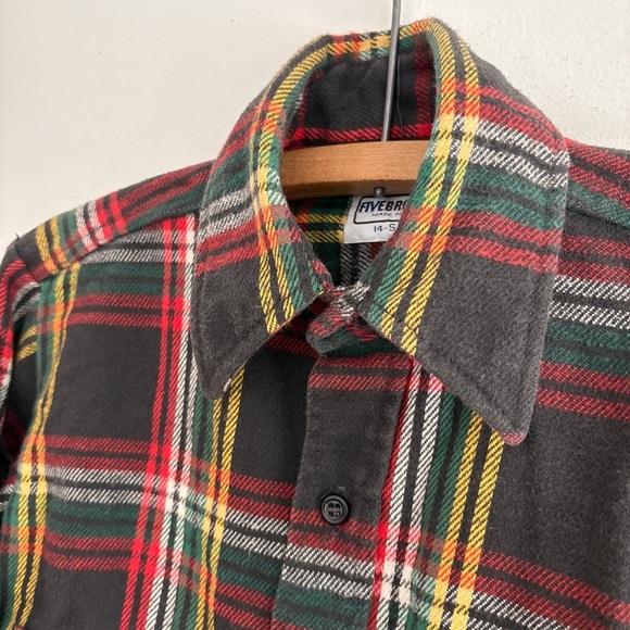 Vintage FIVE BROTHERS plaid flannel heavyweight SMALL made in usa shirt - Picture 3 of 7